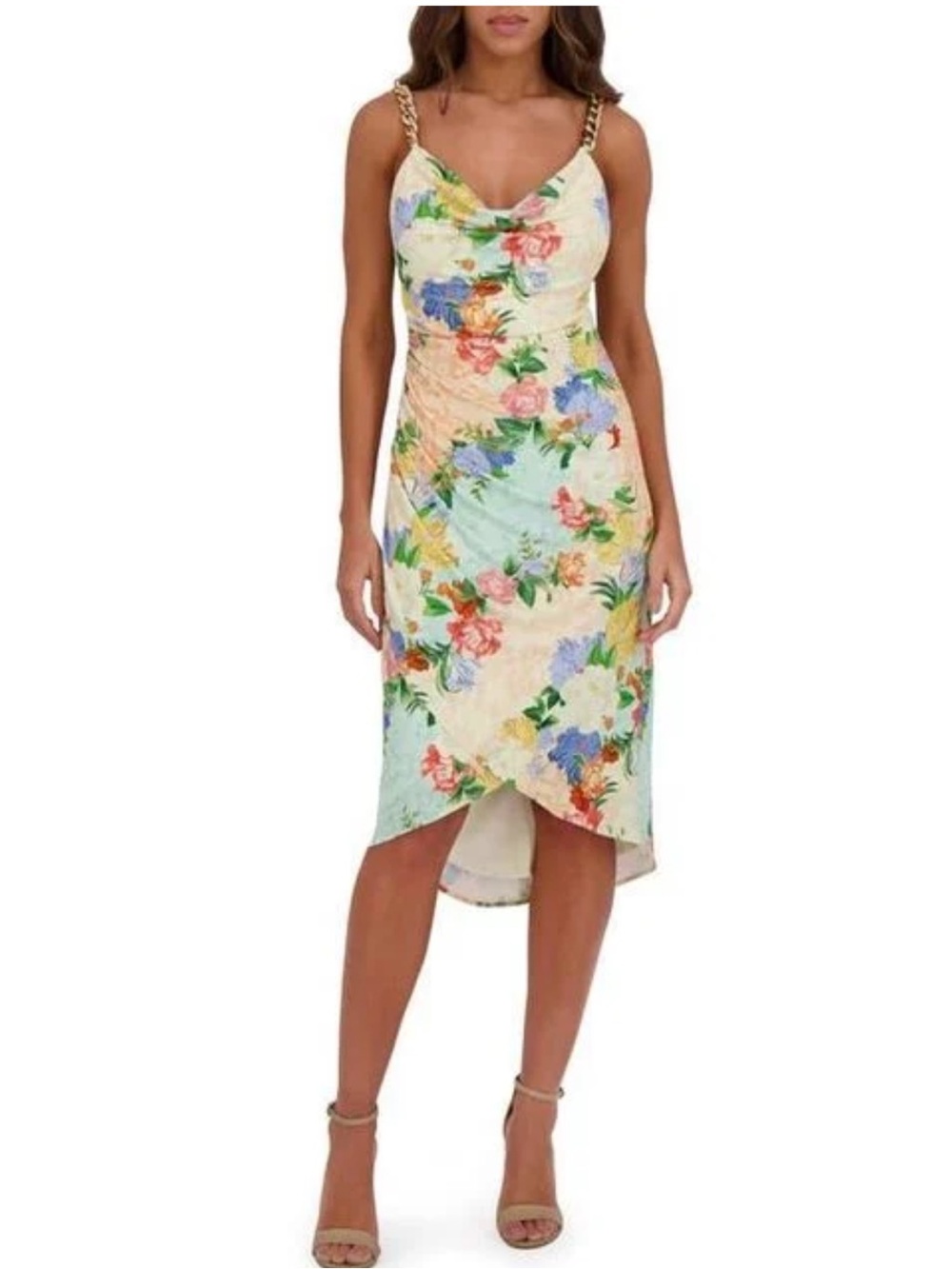 Siena Women's Floral Chain Strap Ruched
Body-Con Dress Size 4